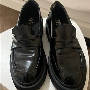 Zara Black Loafers with Modern Platform Sole
